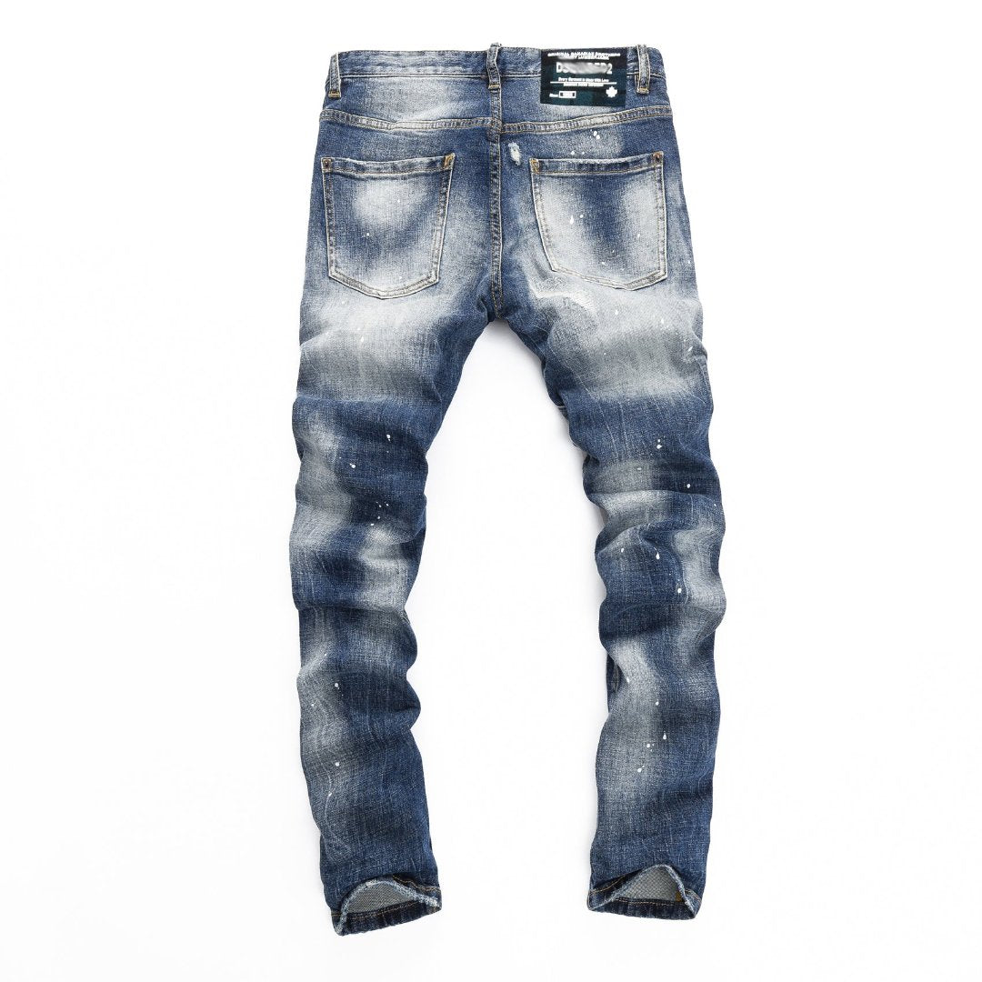 DSQ2 Men's Slim Fit Jeans – Dark Wash Stretch Denim with Logo Label