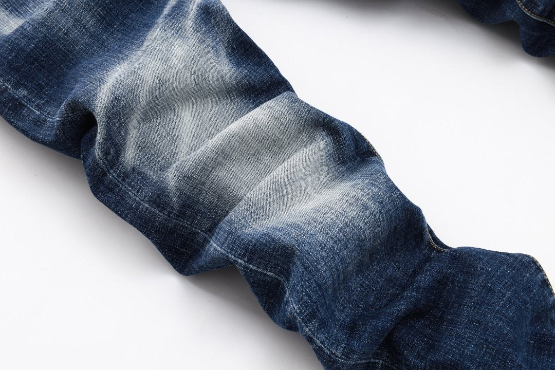 DSQ2 Men's Slim Fit Blue Jeans – Classic Wash Stretch Denim with Sewn-on Logo Detail