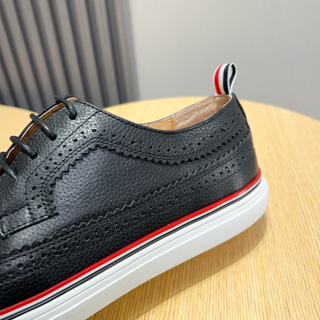 Thom BrownePremium Leather Sneakers with Grosgrain Buckle - Three Color Options