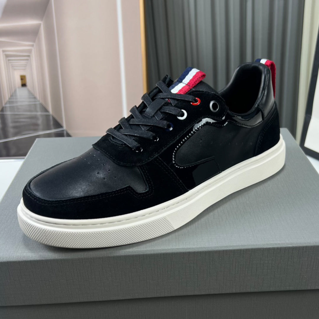 Thom BrowneMen's Premium Leather Sneakers - Handcrafted Cowhide Low-Top Casual Shoes with Grosgrain Detail