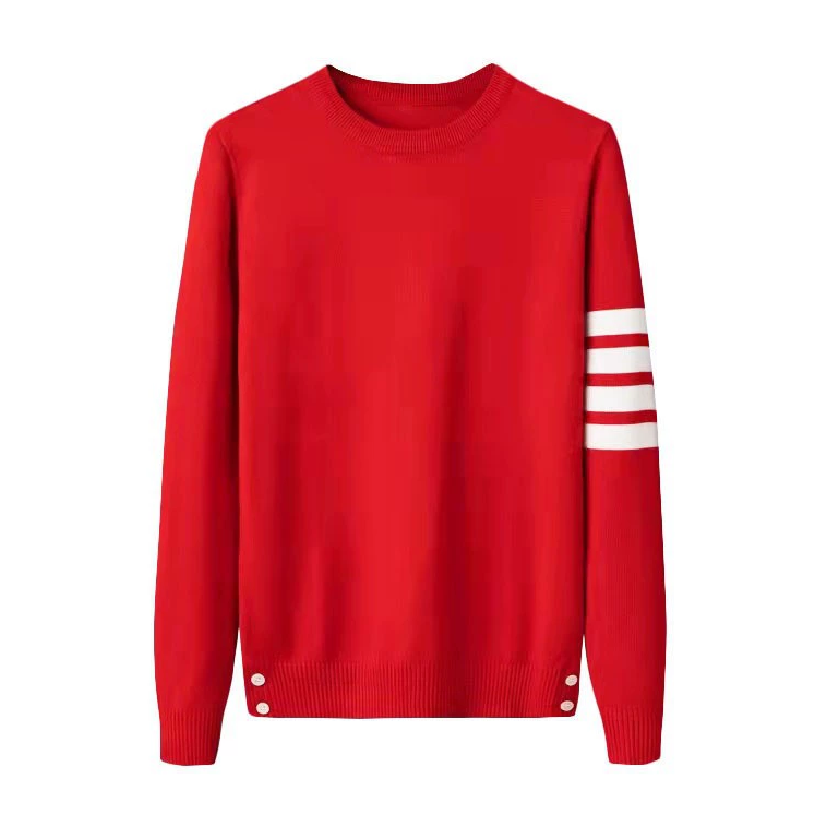 Thom Browne4-Bar Lucky Red Cotton V-Neck Cardigan - Zodiac Year Sweater (Extended Sizes)