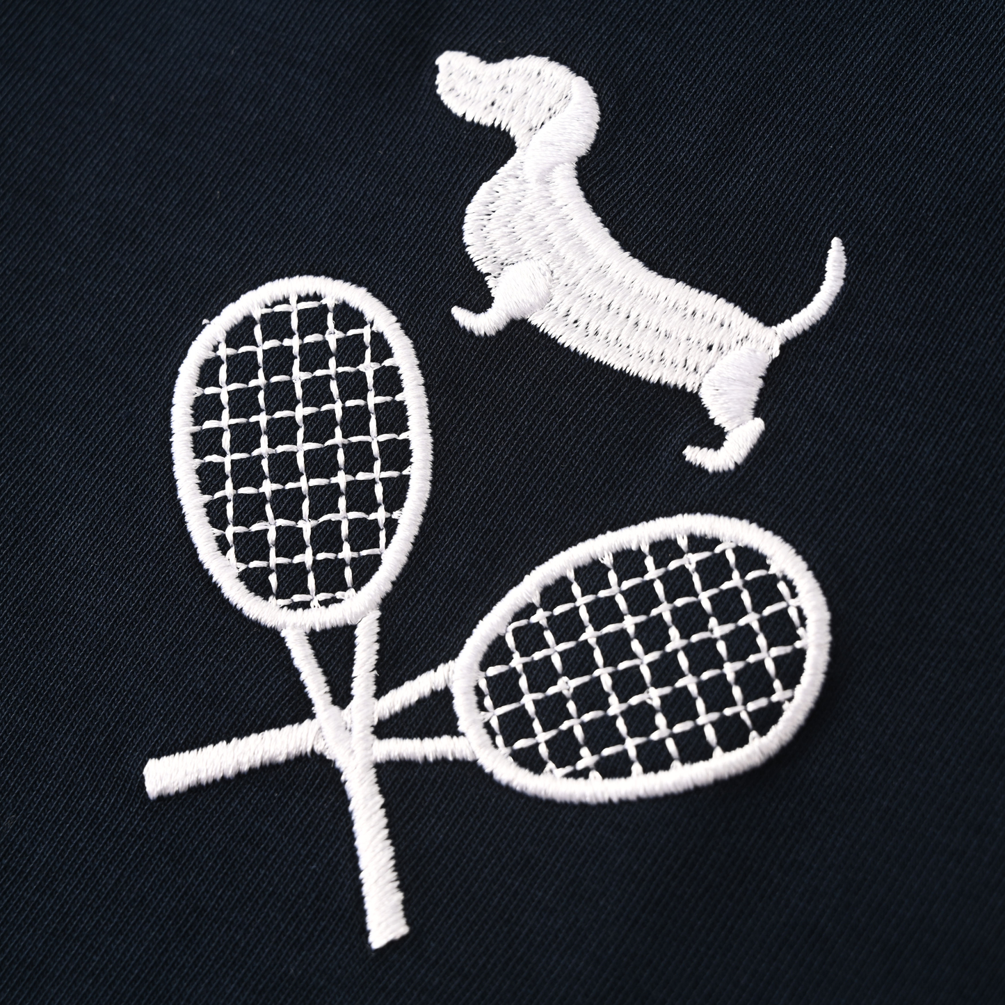 Men's T-Shirt with Puppy and Racket Embroidery