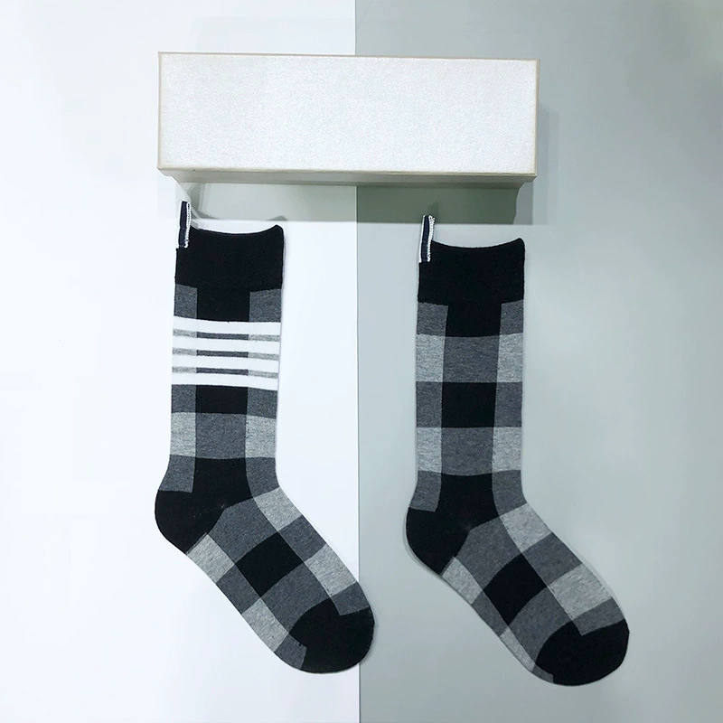 Thom BrownePremium Four-Stripe Checkered Socks - 3-Pair Value Pack