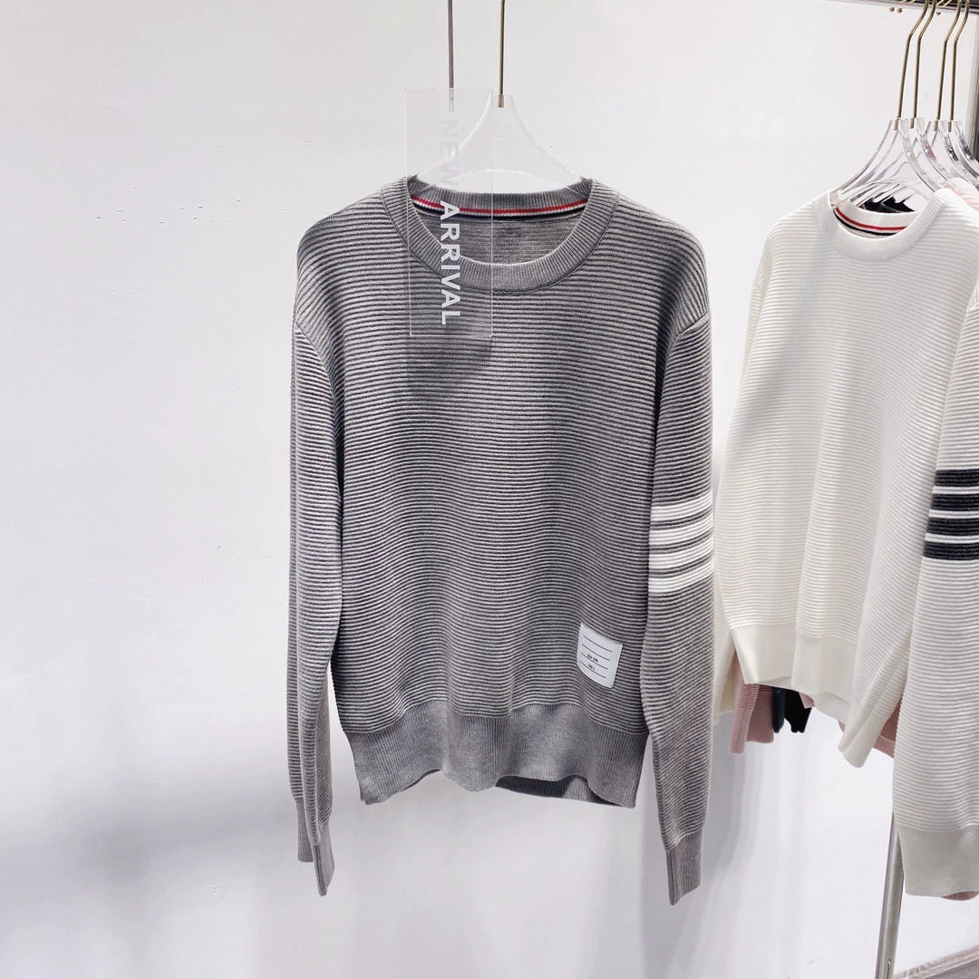 Thom BrowneWomen's Wool Cotton Crew Neck Knitwear - Button Front | Japanese Made