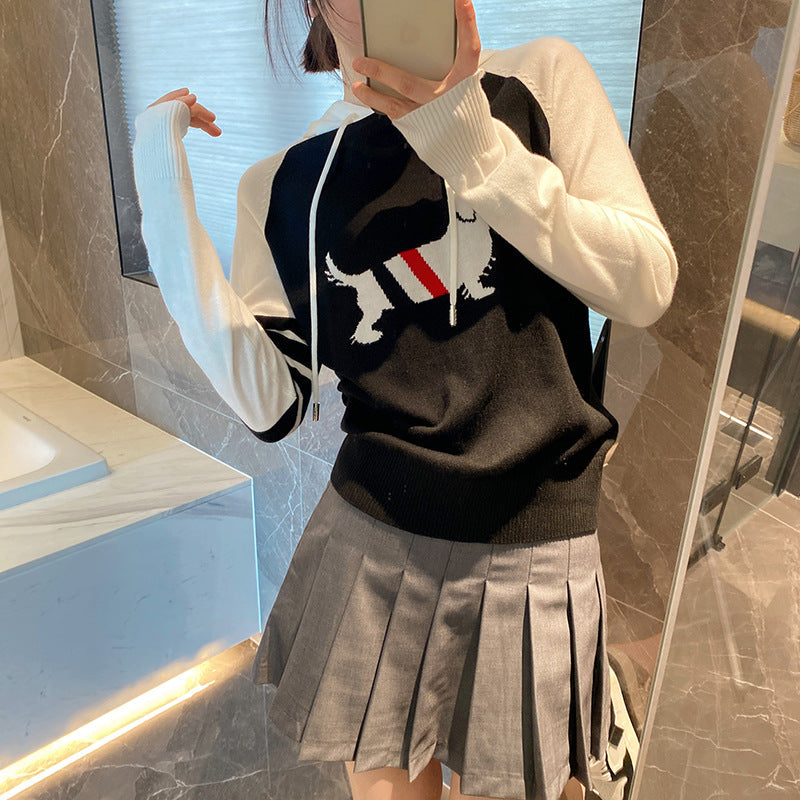 Thom BrowneJapanese Cotton Knitted Sweatshirt - Partial Button Front