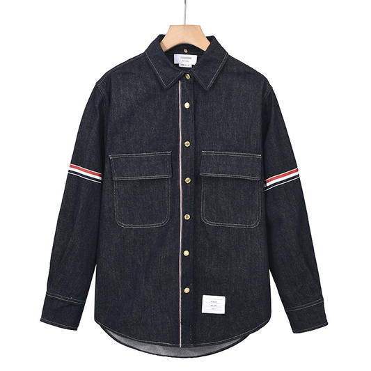 Thom BrownePremium Cotton Denim Shirt - Classic Casual Button-Down