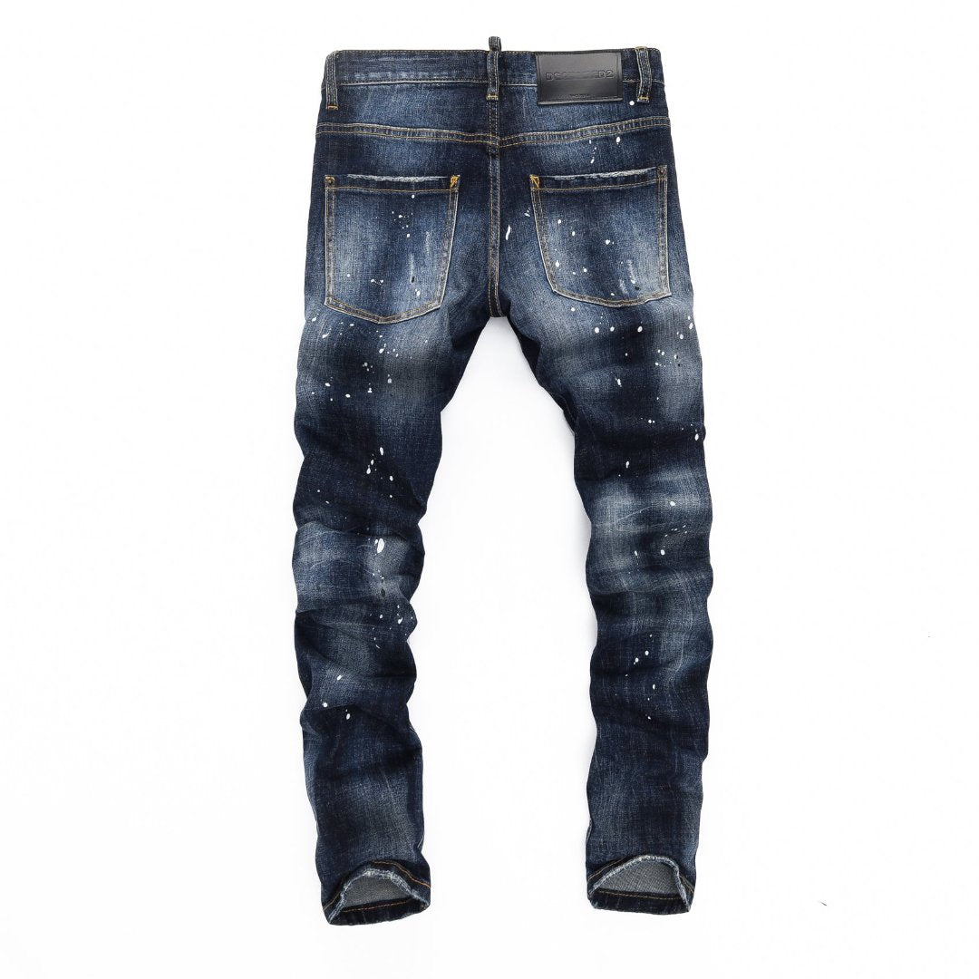 DSQ2 Men's Slim Fit Ripped Jeans – Dark Wash Stretch Denim
