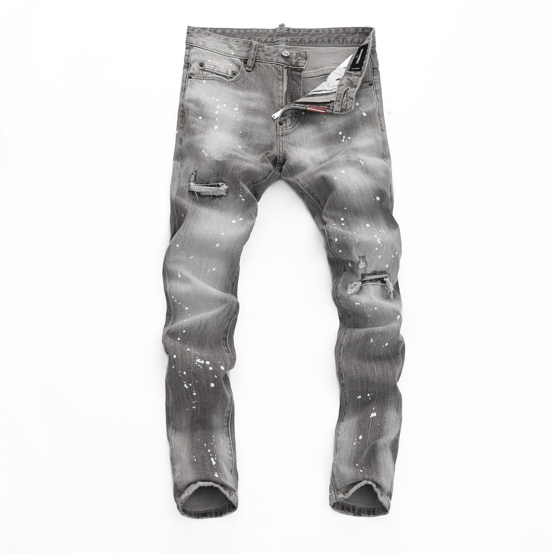 DSQ2 Men's Slim Fit Ripped Jeans – Dark Wash Stretch Denim