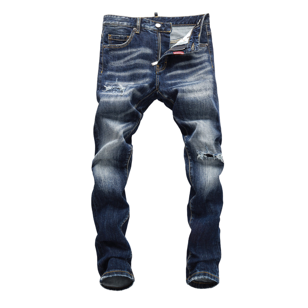 DSQ2 Men's Slim Fit Ripped Jeans – Dark Wash Stretch Denim