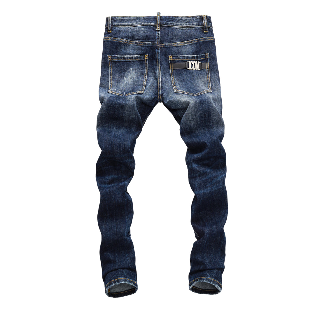 DSQ2 Men's Slim Fit Ripped Jeans – Dark Wash Stretch Denim