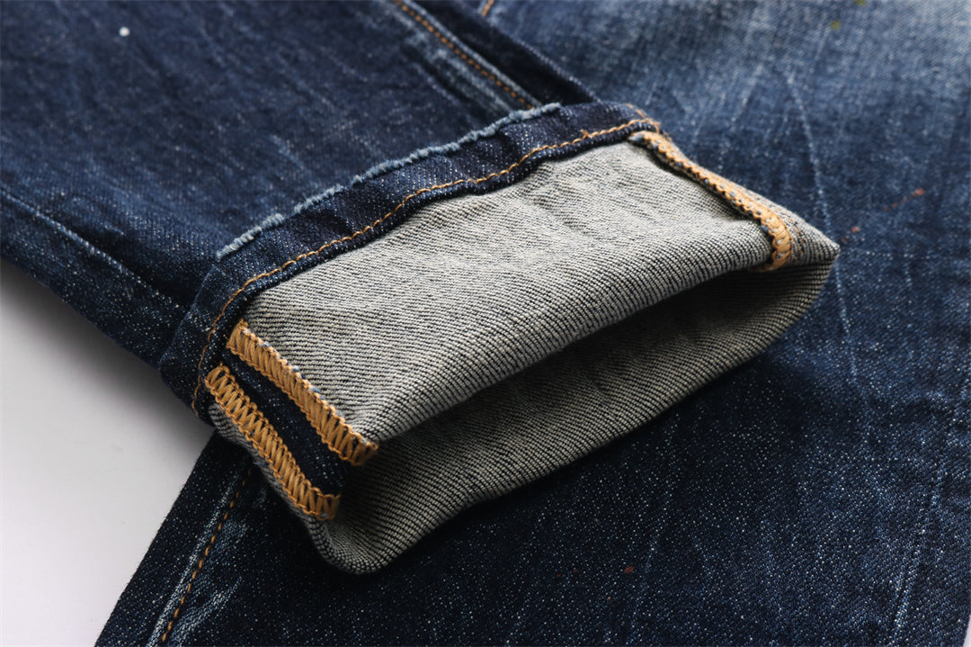 DSQ2 Men's Slim Fit Dark Wash Jeans – Stretch Denim with Sewn-on Logo Detail