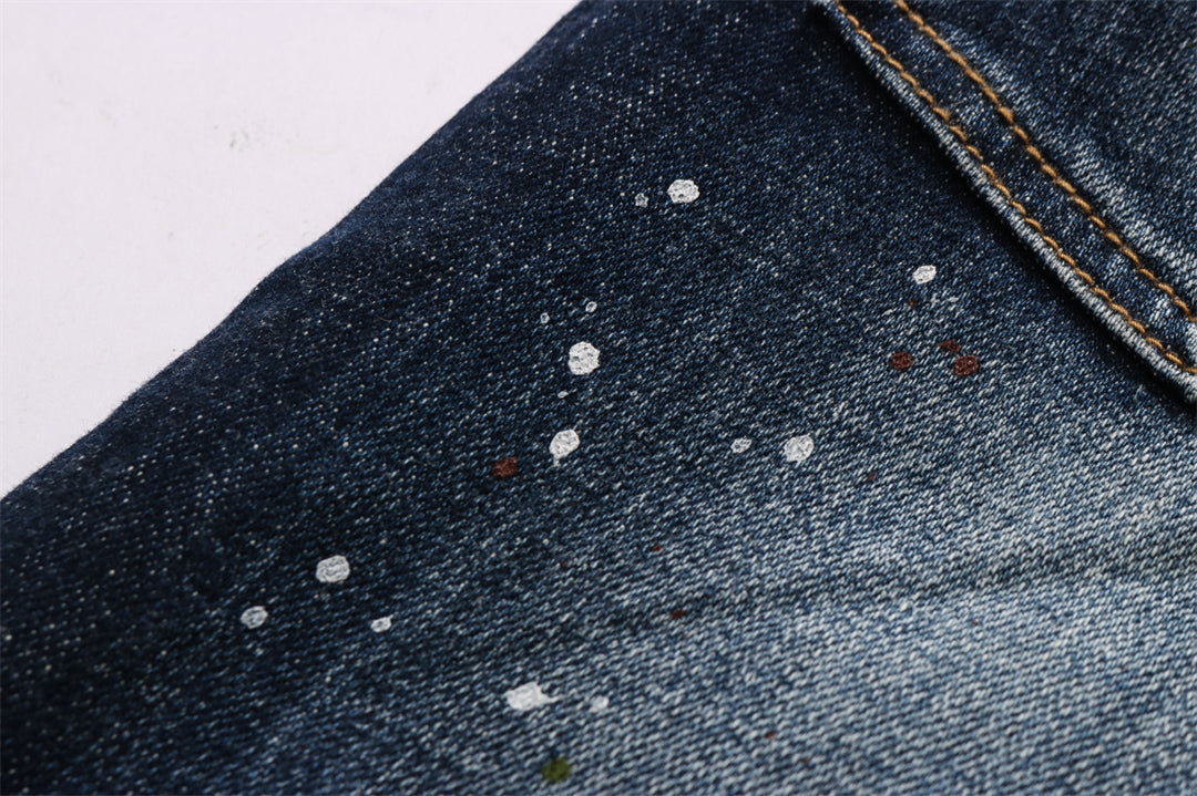 DSQ2 Men's Slim Fit Dark Wash Jeans – Stretch Denim with Sewn-on Logo Detail