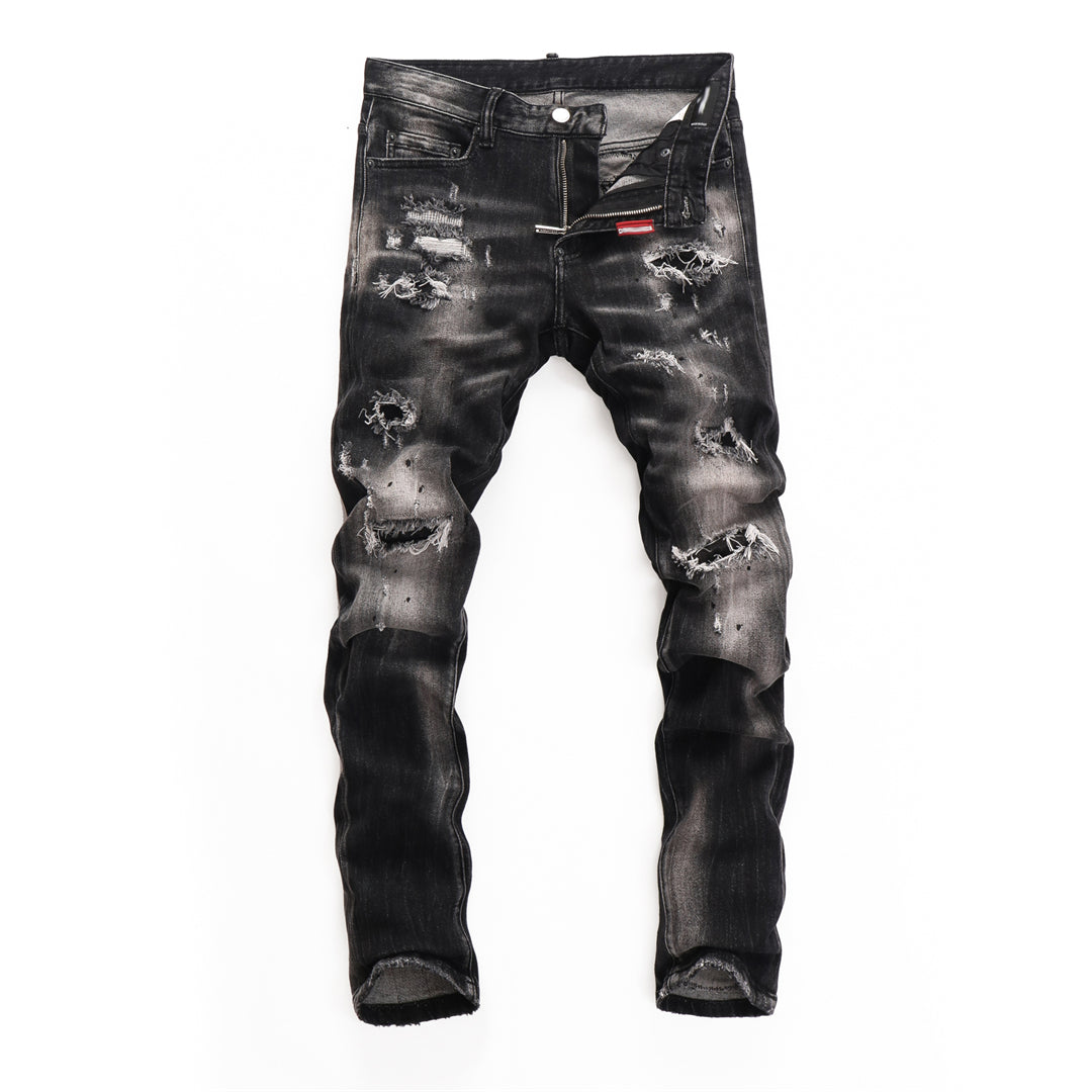DSQ2 Men's Slim Fit Ripped Black Jeans