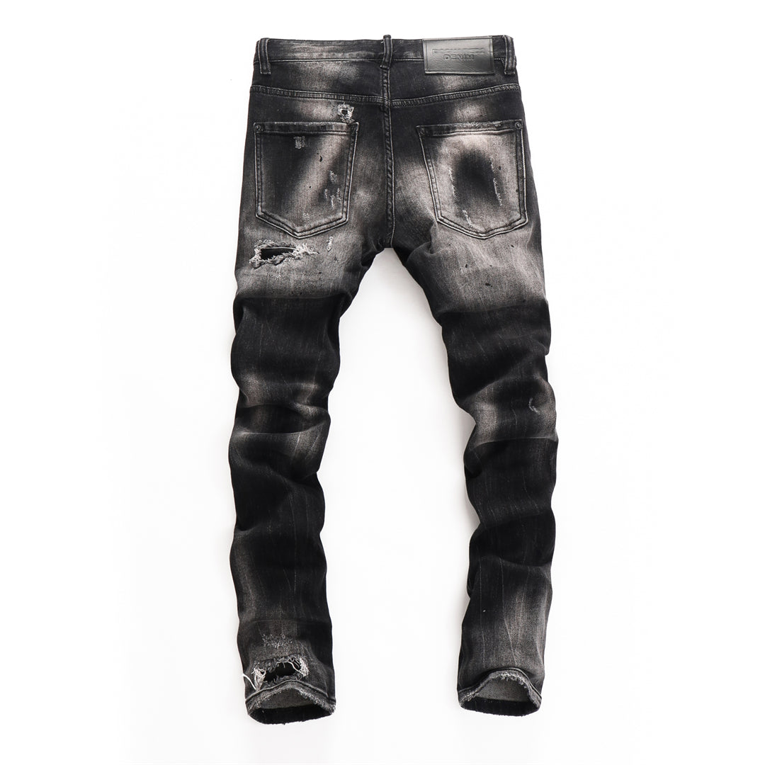 DSQ2 Men's Slim Fit Ripped Black Jeans
