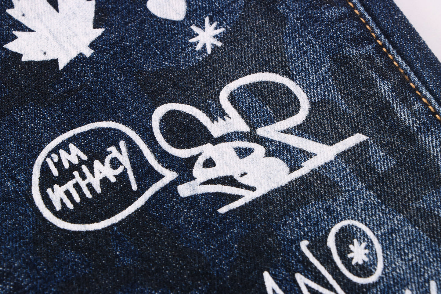 DSQ2 Men's Slim Fit Graffiti Jeans – Dark Wash Stretch Denim