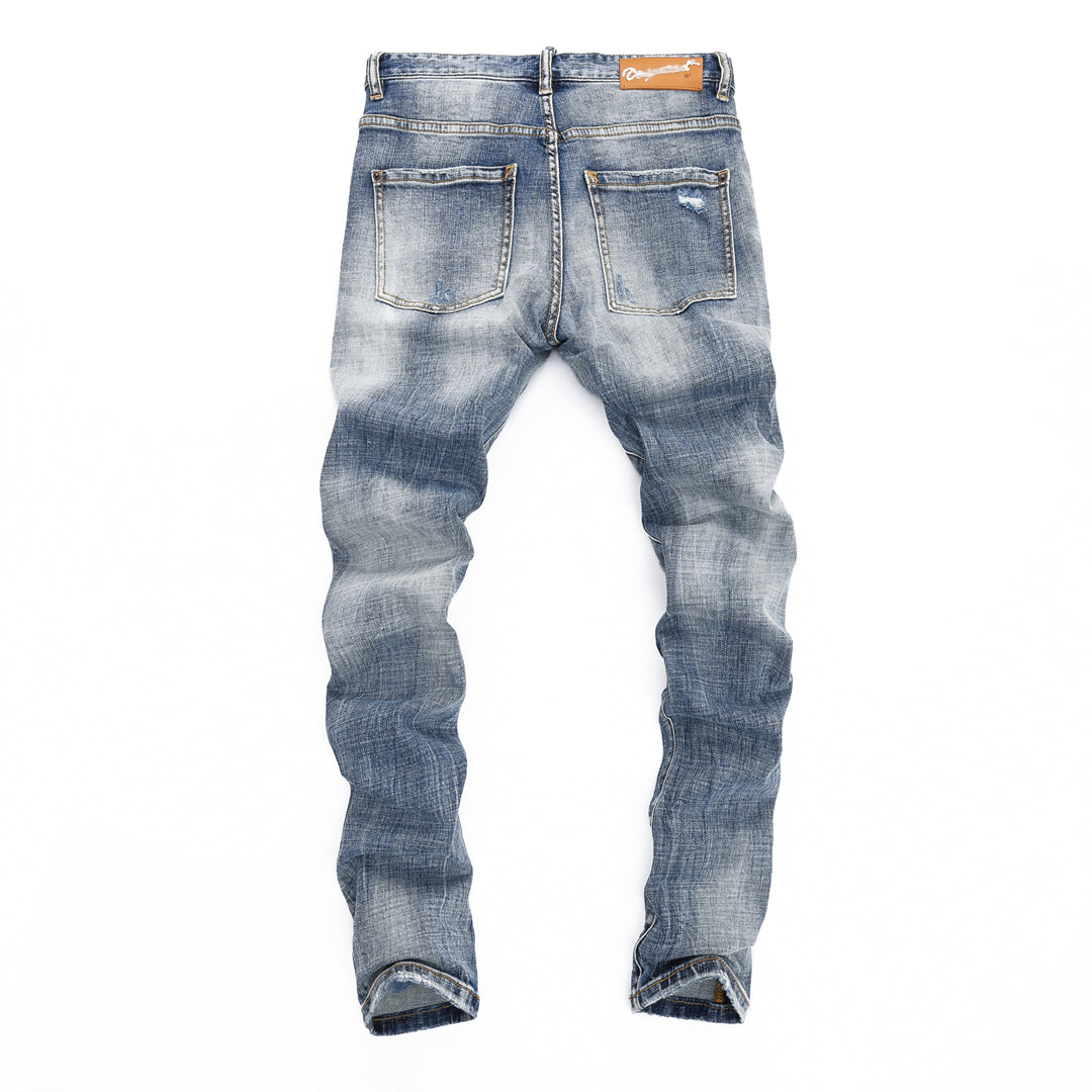 DSQ2 Men's Slim Fit Ripped Jeans – Dark Wash Stretch Denim