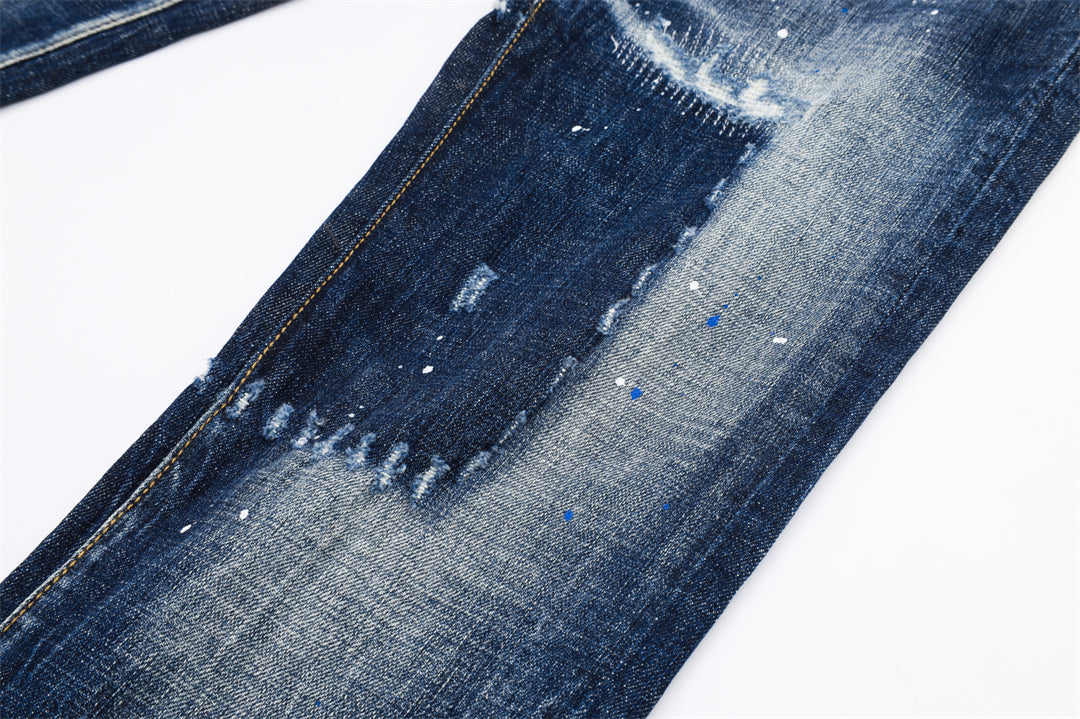 DSQ2 Men's Slim Fit Ripped Jeans – Dark Wash Stretch Denim