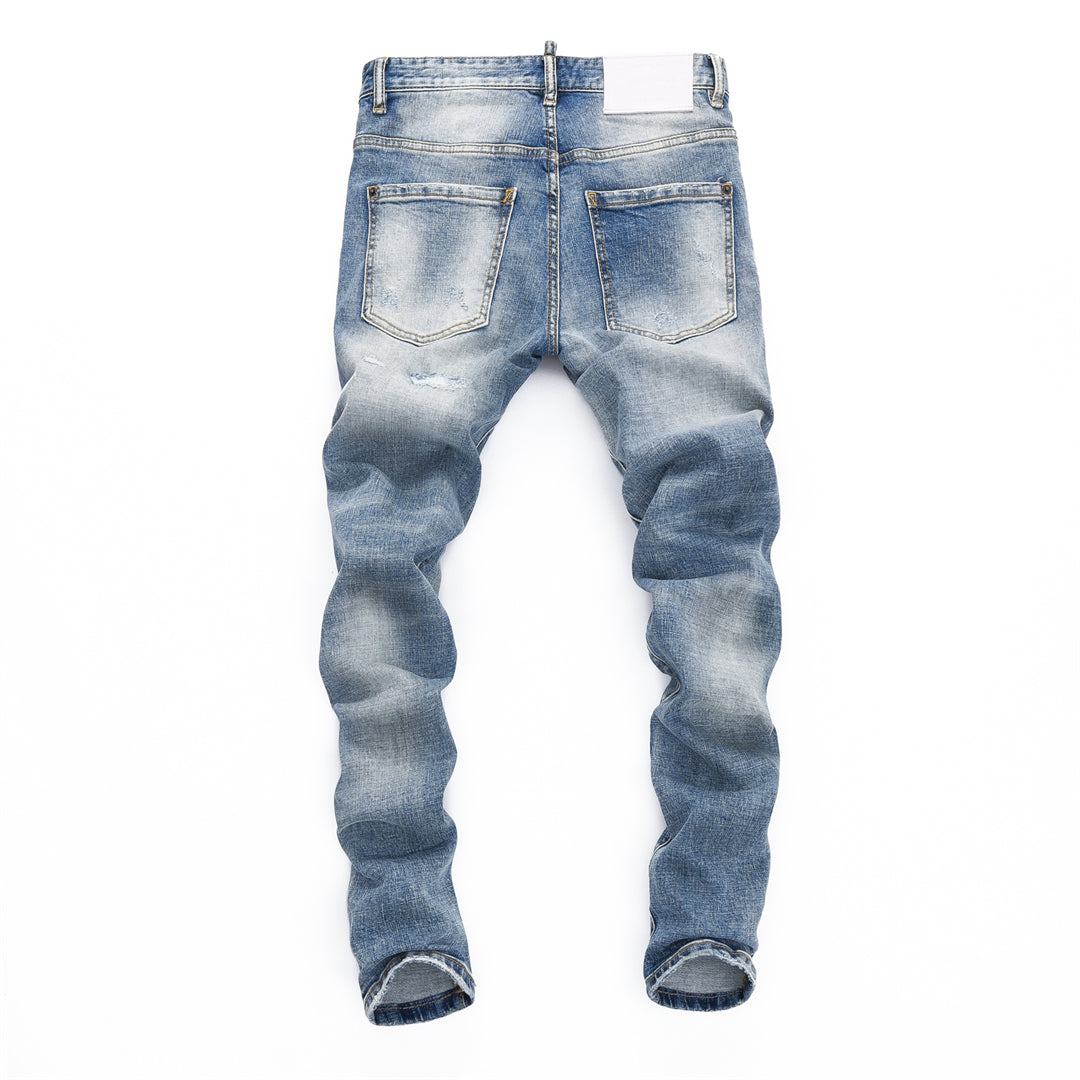 DSQ2 Men's Slim Fit Ripped Jeans – Dark Wash Stretch Denim