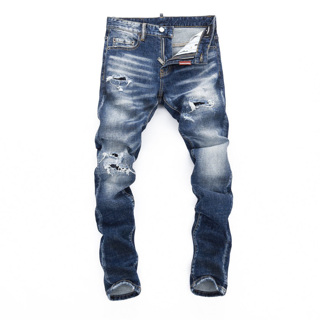 DSQ2 Men's Slim Fit Ripped Jeans – Dark Wash Stretch Denim