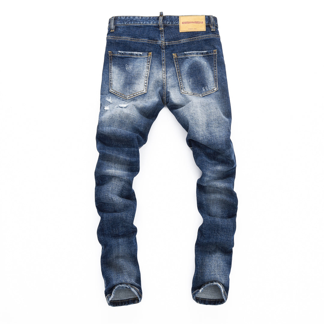 DSQ2 Men's Slim Fit Ripped Jeans – Dark Wash Stretch Denim