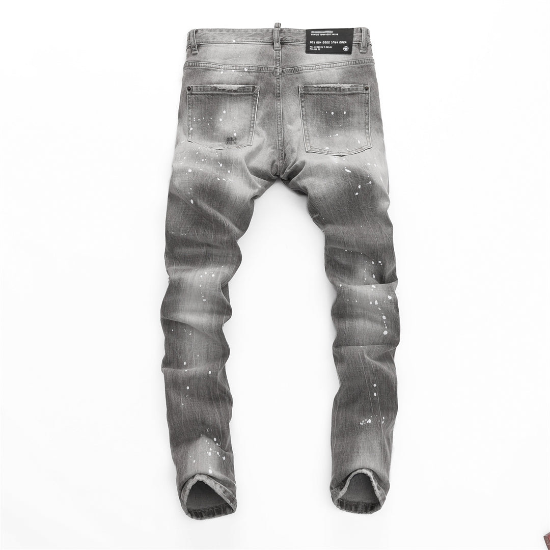 DSQ2 Men's Slim Fit Ripped Jeans – Dark Wash Stretch Denim
