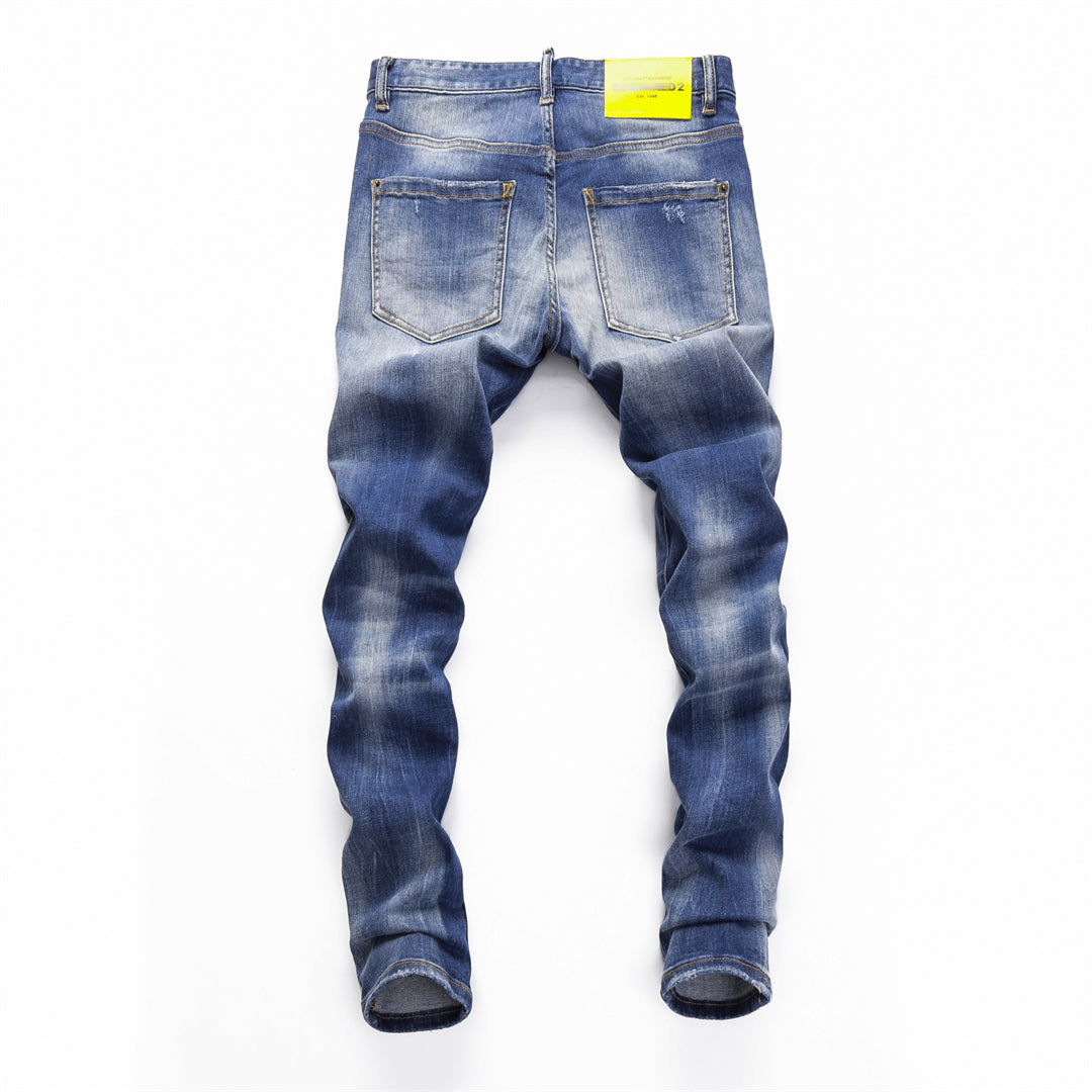 DSQ2 Men's Slim Fit Ripped Jeans – Dark Wash Stretch Denim