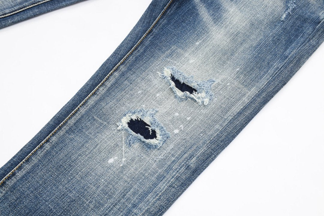 DSQ2 Men's Slim Fit Ripped Jeans – Dark Wash Stretch Denim