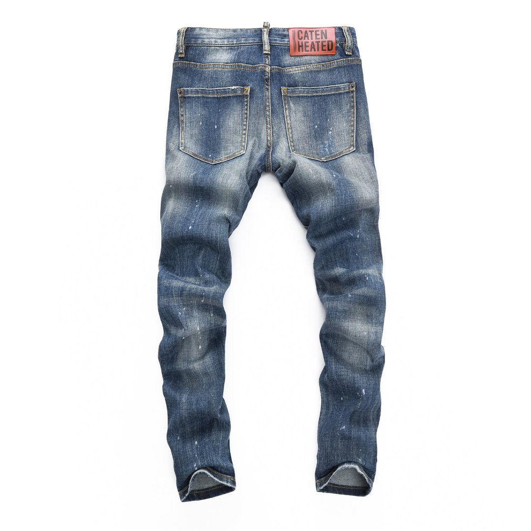 DSQ2 Men's Slim Fit Ripped Jeans – Dark Wash Stretch Denim