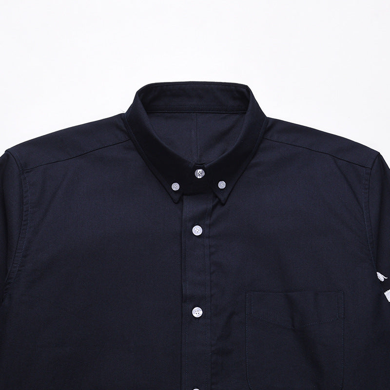 Premium 4-Bar Embroidered Oxford Elastic Shirt