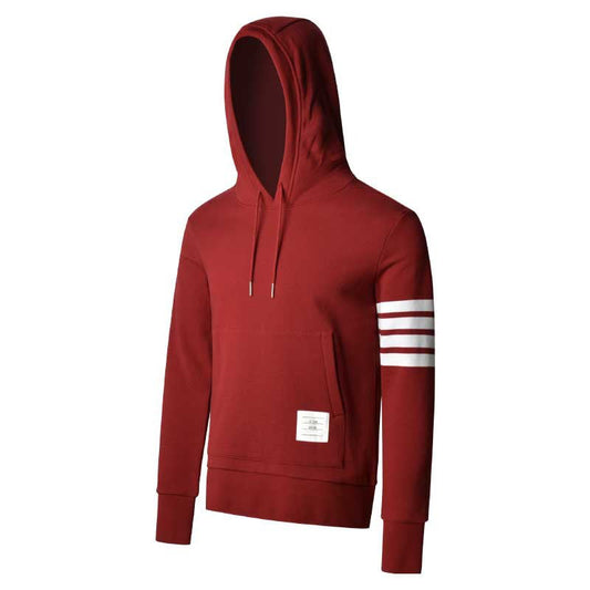 Thom BrownePremium Red Cotton Hoodie & Crew Neck - V-Neck Design Collection