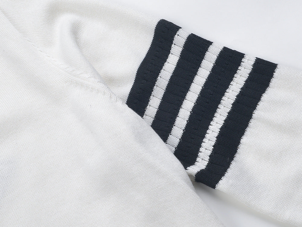Thom BrowneWomen's Classic Knitted Sweater - Ribbed Hem with Signature Stripe Detail