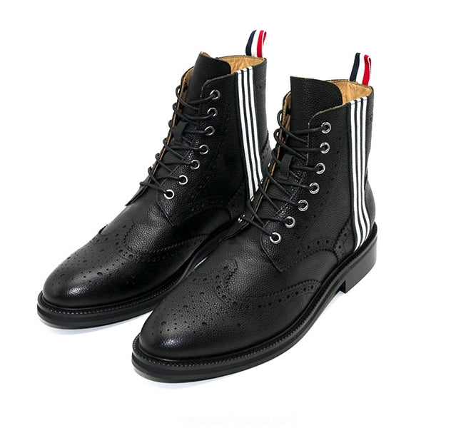 Thom BrowneMen's Top-Tier Premium Leather Dress Shoes with Grosgrain Buckle - Exceptional Craftsmanship