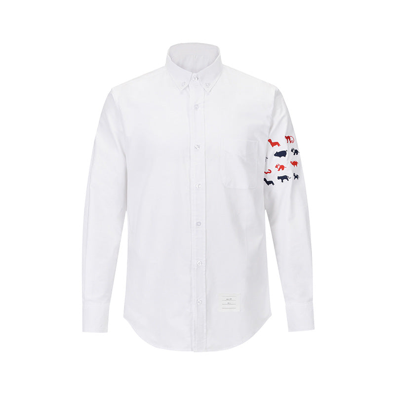 Premium 4-Bar Embroidered Oxford Elastic Shirt