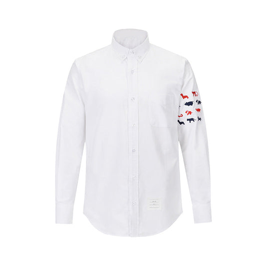 Premium 4-Bar Embroidered Oxford Elastic Shirt