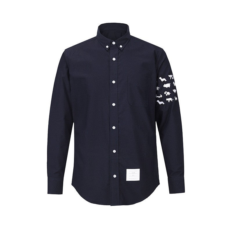 Premium 4-Bar Embroidered Oxford Elastic Shirt