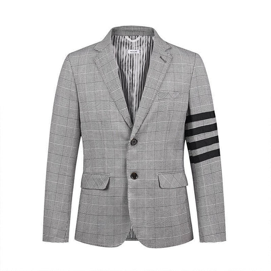 Thom Browne Plaid Suit Jacket | Front Zip Closure | Signature Grosgrain Detail