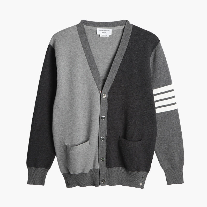 Thom BrowneMen's Classic V-Neck Knitted Cardigan with 4-Bar Sleeve Detail