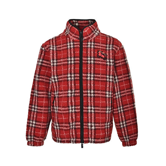 Burberry Red Plaid Suede Jacket