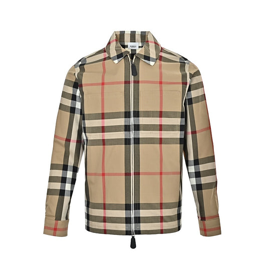 Burberry Large-Check Lapel Shirt Jacket