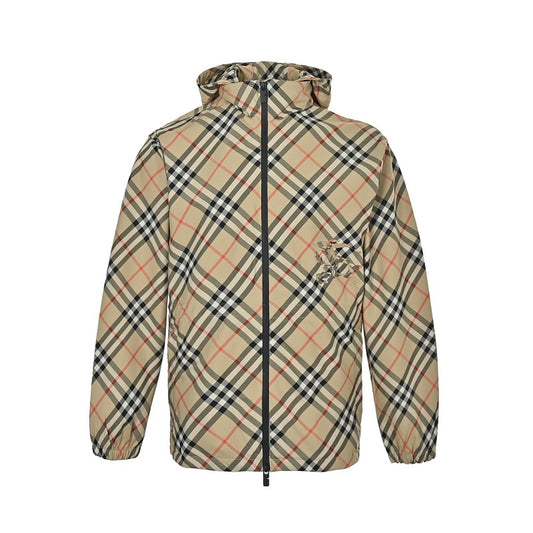 Burberry Plaid hooded jacket with cinched waist
