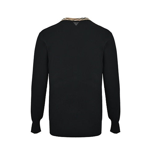 Burberry Checked-collar knitted wool sweater