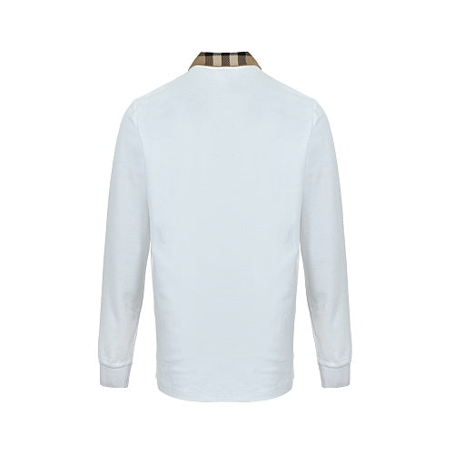 Burberry Long-Sleeve Polo with Checkered Collar