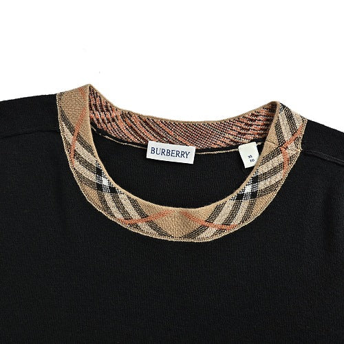 Burberry Checked-collar knitted wool sweater