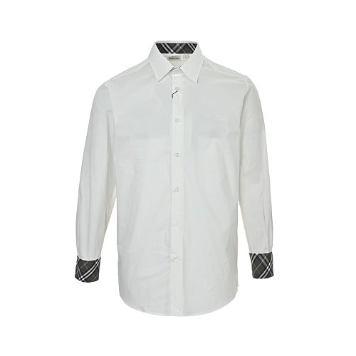 Burberry Plaid-Trim Shirt (Cuffs and Collar)