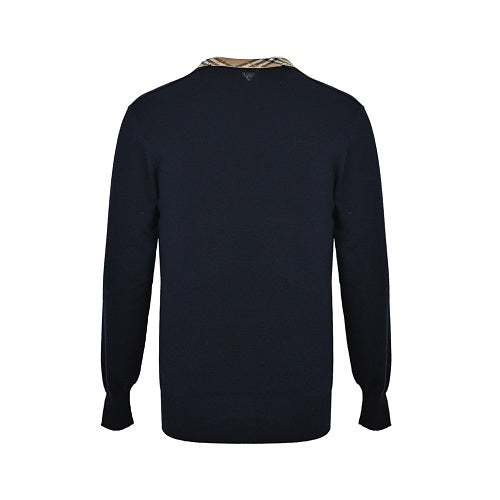 Burberry Checked-collar knitted wool sweater
