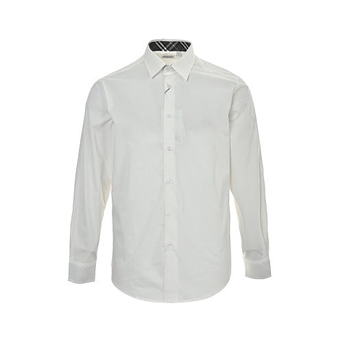 Burberry Plaid-Trim Shirt (Cuffs and Collar)