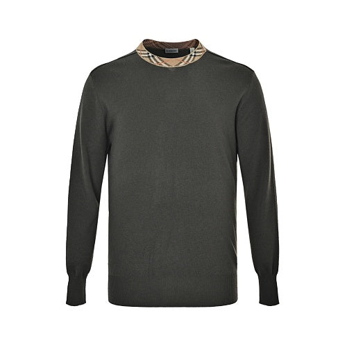 Burberry Checked-collar knitted wool sweater