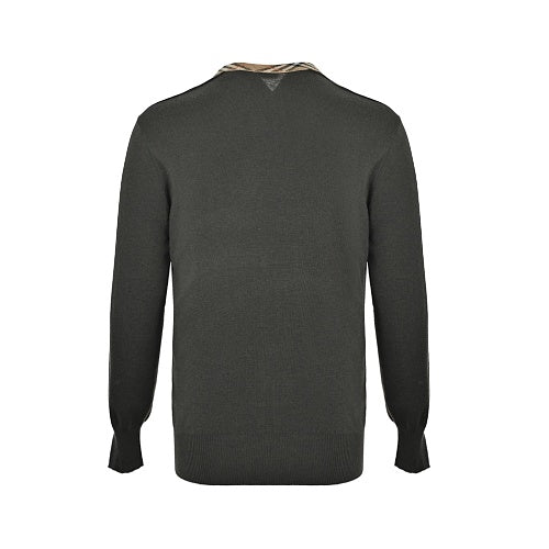 Burberry Checked-collar knitted wool sweater