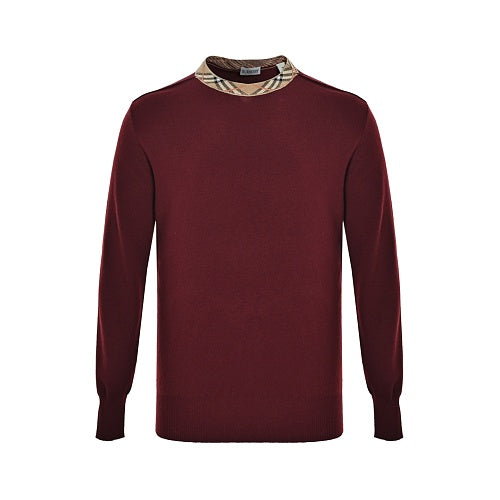 Burberry Checked-collar knitted wool sweater