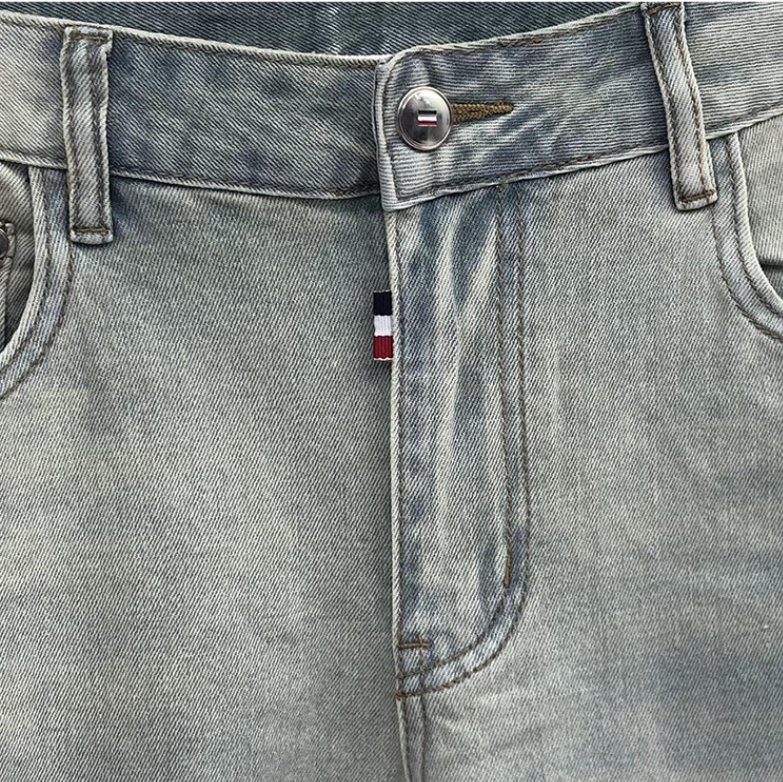 Thom BrowneMen's Simple Ripped Jeans - 100% Cotton with Signature Grosgrain Loop Tab